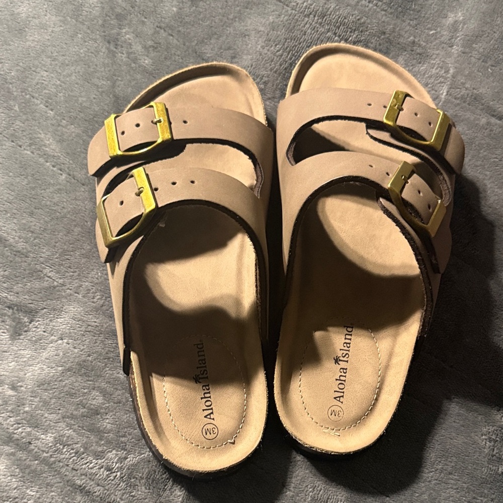 Aloha Island Kids Beige Buckle Sandals